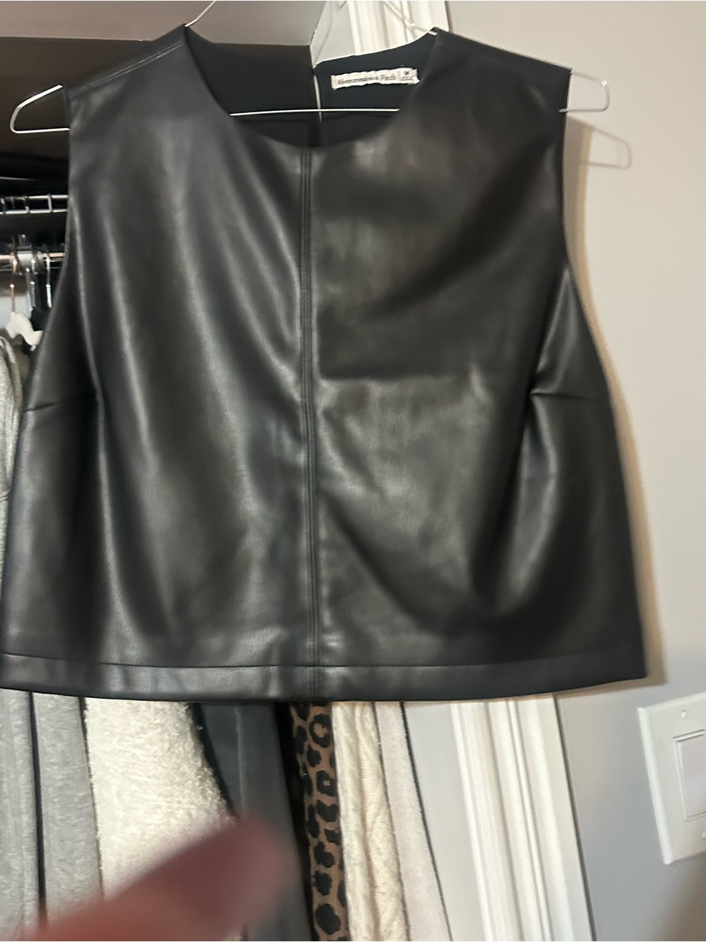 Abercrombie & Fitch Black Faux Leather Sleeveless Top
